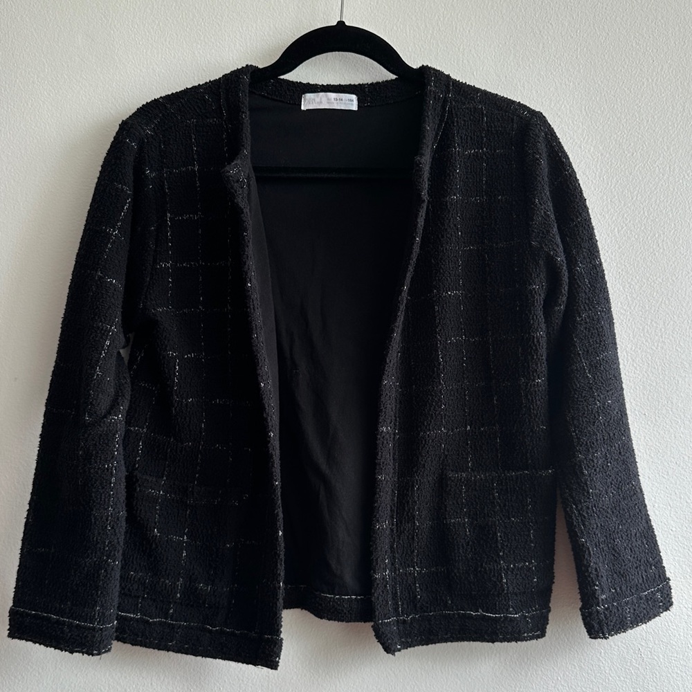 ZARA girls tweed cropped sweater Size 13-14